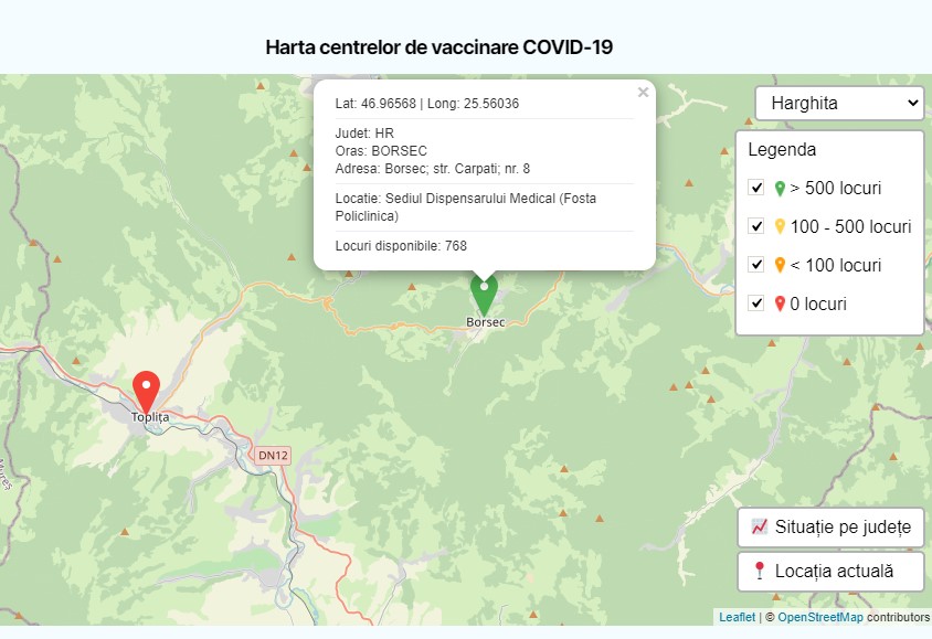 CJ Harghita: Mai sunt disponibile peste 1.000 de locuri la centrul de vaccinare de la Borsec