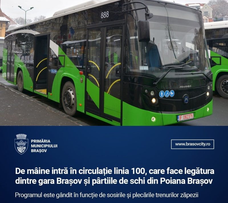 Primăria Braşov pune la dispoziţia turiştilor o a doua linie de autobuz spre Poiană, direct din Gară