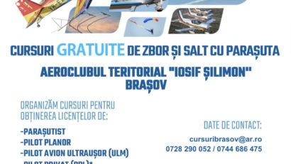 Cursuri gratuite de zbor la Aeroclubul Teritorial „Iosif Şilimon” din Braşov