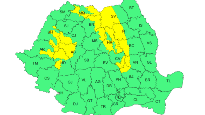 Cod galben de vânt puternic în zonele montane din 15 judeţe